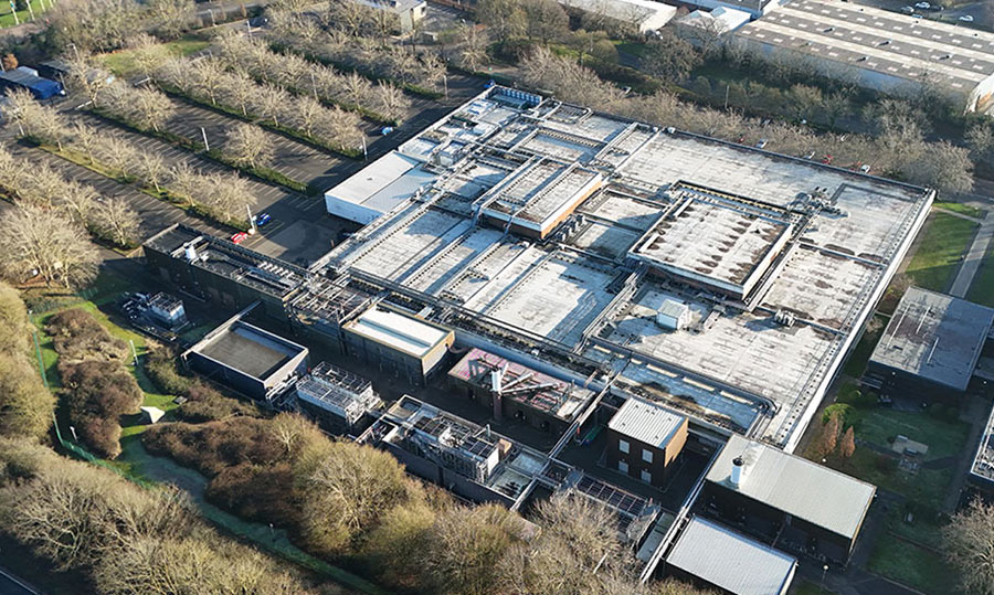 Birdseye view of a data center that needs landscaping