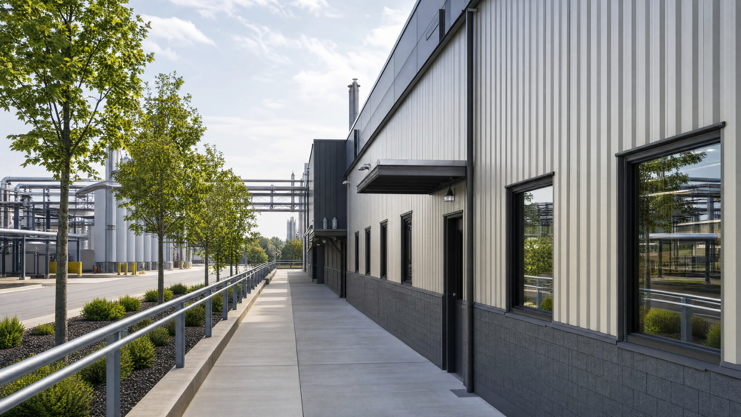 Closeup of a walkway at an Industrial plant